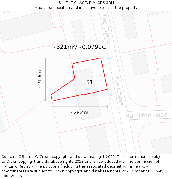 51, THE CHASE, ELY, CB6 3BH: Plot and title map