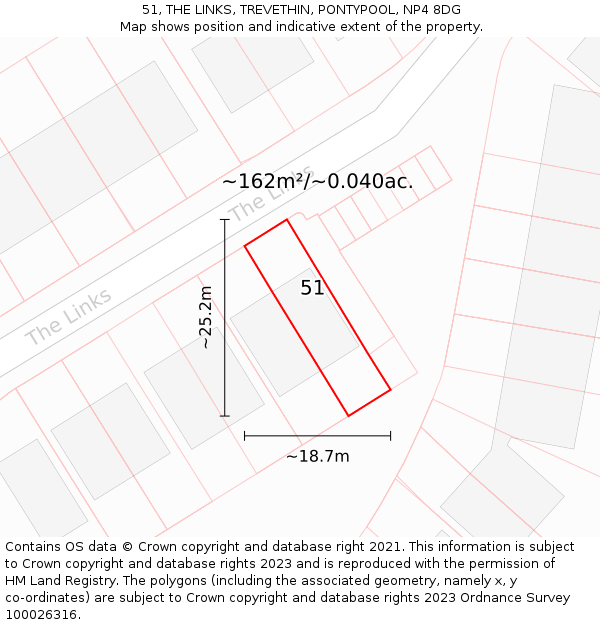 51, THE LINKS, TREVETHIN, PONTYPOOL, NP4 8DG: Plot and title map