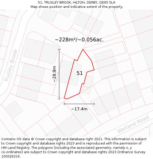 51, TRUSLEY BROOK, HILTON, DERBY, DE65 5LA: Plot and title map