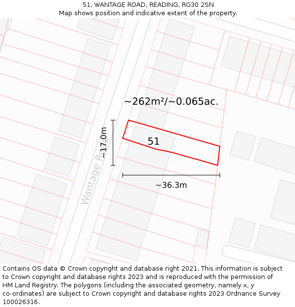 51, WANTAGE ROAD, READING, RG30 2SN: Plot and title map