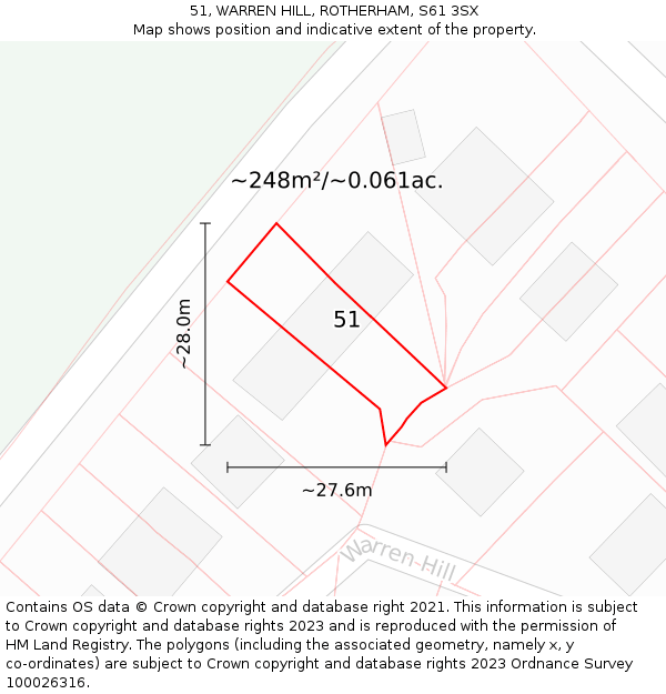 51, WARREN HILL, ROTHERHAM, S61 3SX: Plot and title map