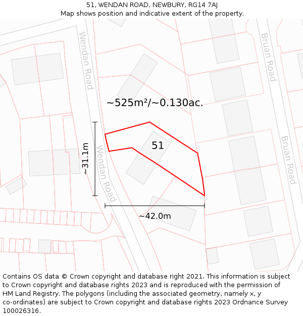 51, WENDAN ROAD, NEWBURY, RG14 7AJ: Plot and title map