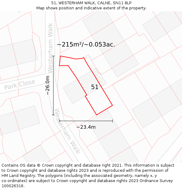 51, WESTERHAM WALK, CALNE, SN11 8LP: Plot and title map