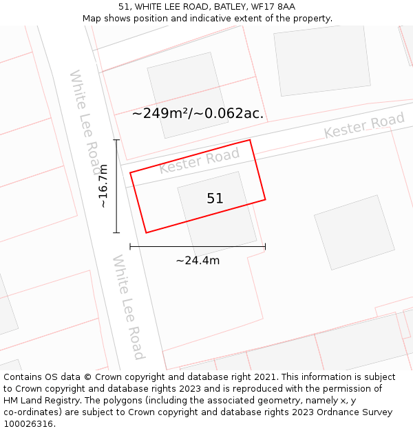 51, WHITE LEE ROAD, BATLEY, WF17 8AA: Plot and title map