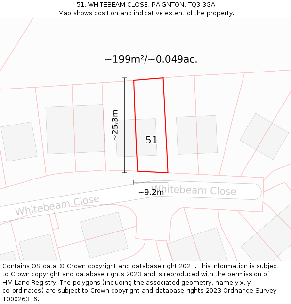 51, WHITEBEAM CLOSE, PAIGNTON, TQ3 3GA: Plot and title map