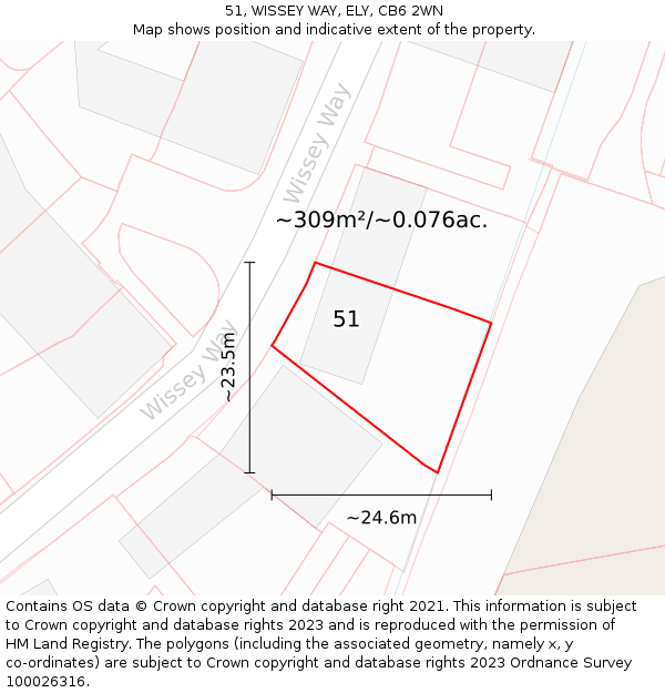 51, WISSEY WAY, ELY, CB6 2WN: Plot and title map