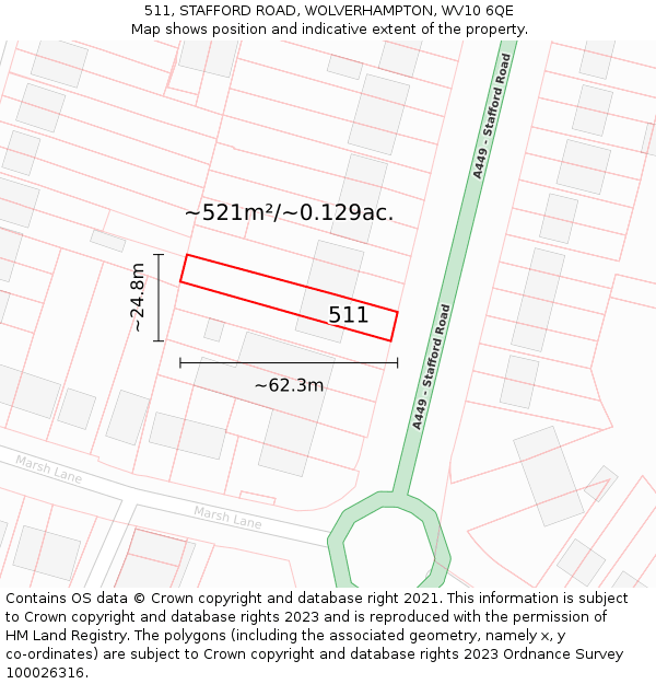 511, STAFFORD ROAD, WOLVERHAMPTON, WV10 6QE: Plot and title map