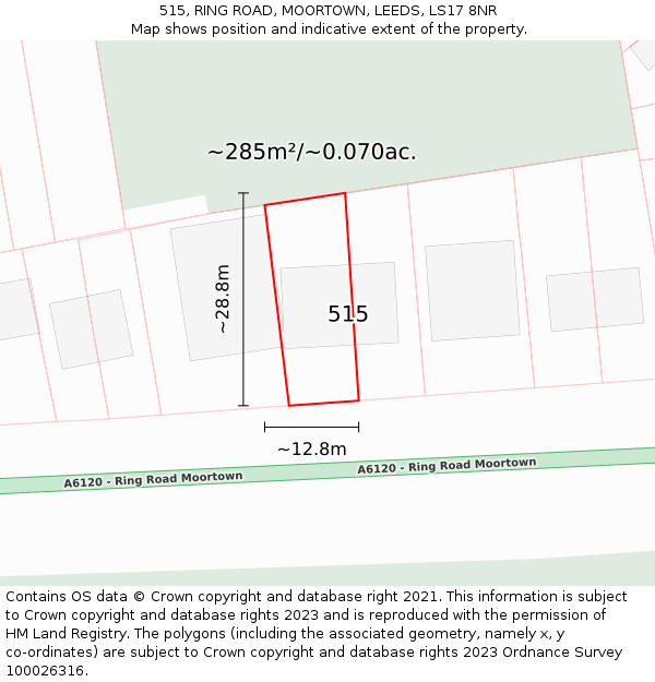 515, RING ROAD, MOORTOWN, LEEDS, LS17 8NR: Plot and title map