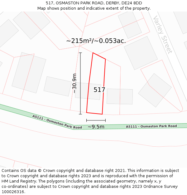 517, OSMASTON PARK ROAD, DERBY, DE24 8DD: Plot and title map