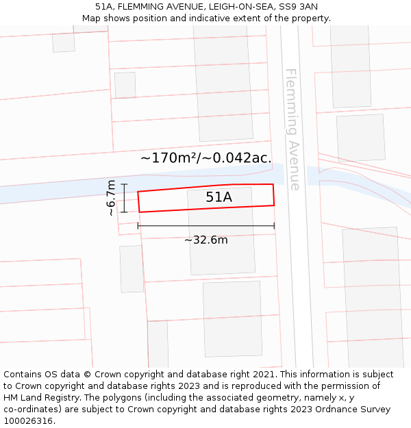 51A, FLEMMING AVENUE, LEIGH-ON-SEA, SS9 3AN: Plot and title map