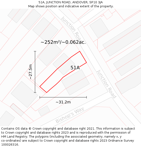 51A, JUNCTION ROAD, ANDOVER, SP10 3JA: Plot and title map