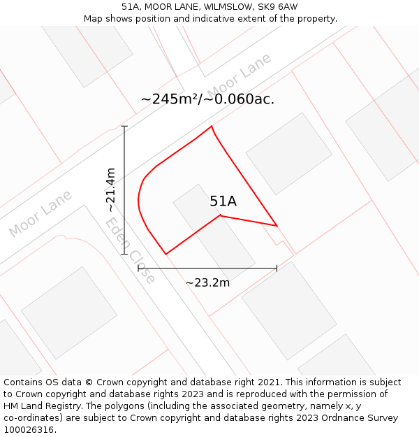 51A, MOOR LANE, WILMSLOW, SK9 6AW: Plot and title map