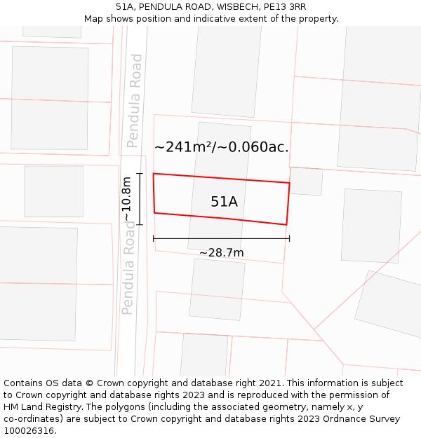 51A, PENDULA ROAD, WISBECH, PE13 3RR: Plot and title map