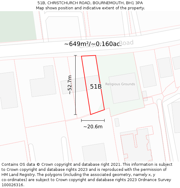 51B, CHRISTCHURCH ROAD, BOURNEMOUTH, BH1 3PA: Plot and title map