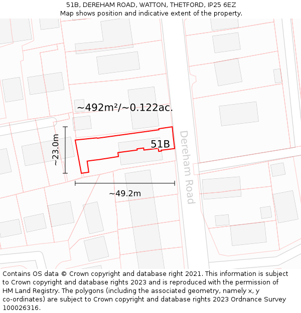 51B, DEREHAM ROAD, WATTON, THETFORD, IP25 6EZ: Plot and title map