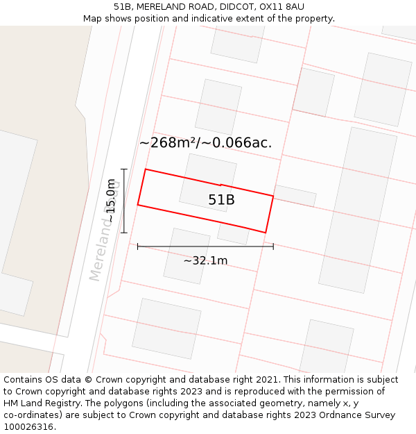 51B, MERELAND ROAD, DIDCOT, OX11 8AU: Plot and title map