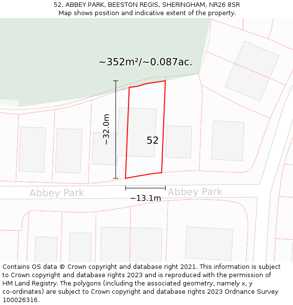 52, ABBEY PARK, BEESTON REGIS, SHERINGHAM, NR26 8SR: Plot and title map