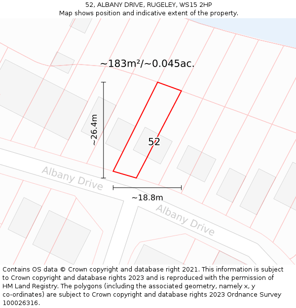 52, ALBANY DRIVE, RUGELEY, WS15 2HP: Plot and title map