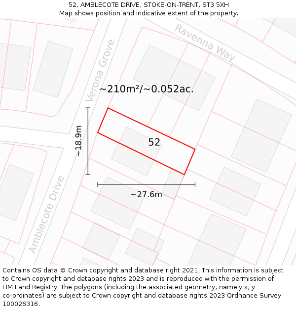52, AMBLECOTE DRIVE, STOKE-ON-TRENT, ST3 5XH: Plot and title map