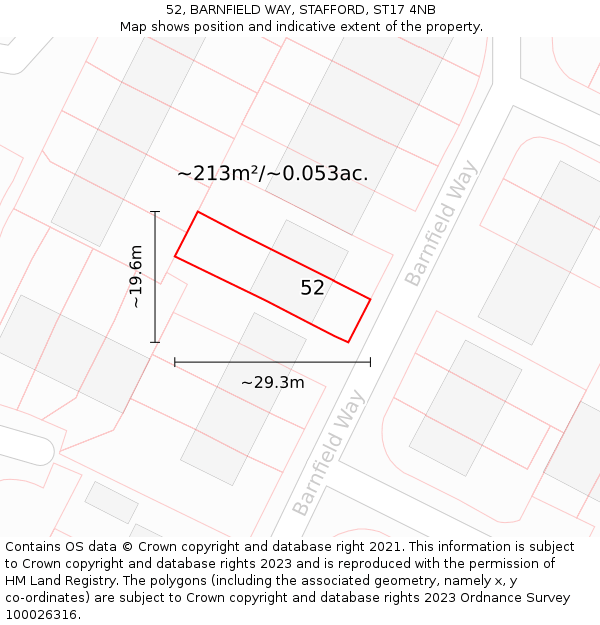 52, BARNFIELD WAY, STAFFORD, ST17 4NB: Plot and title map