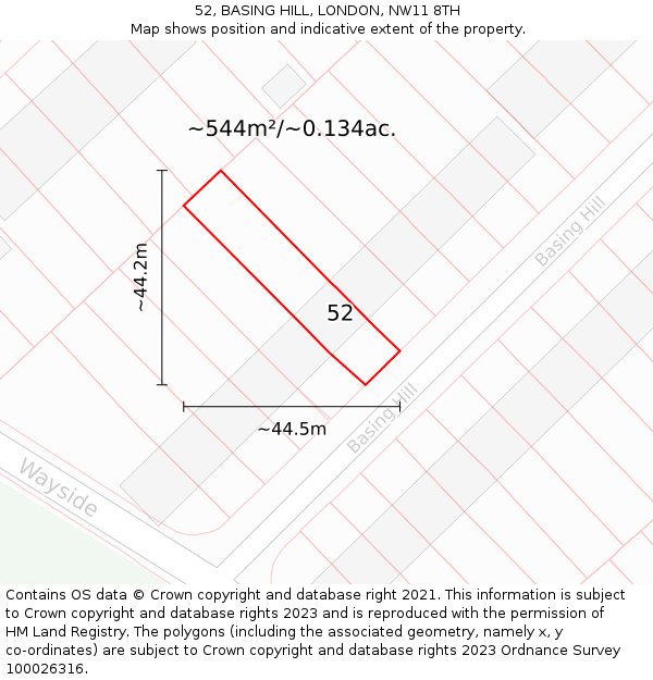 52, BASING HILL, LONDON, NW11 8TH: Plot and title map