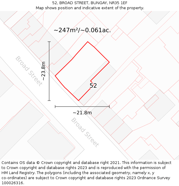 52, BROAD STREET, BUNGAY, NR35 1EF: Plot and title map