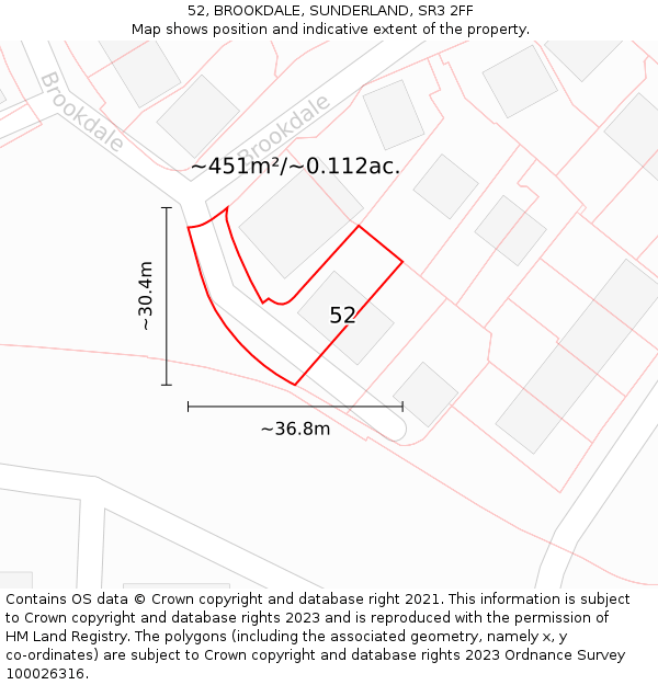 52, BROOKDALE, SUNDERLAND, SR3 2FF: Plot and title map