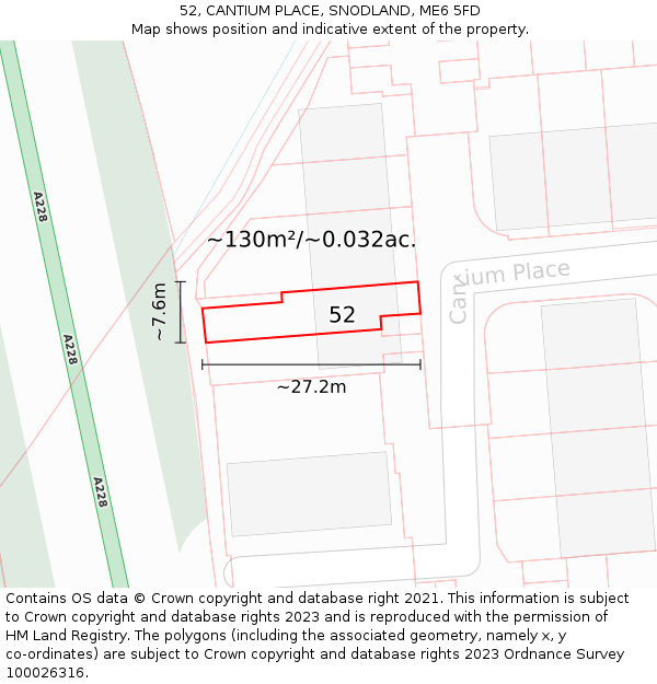 52, CANTIUM PLACE, SNODLAND, ME6 5FD: Plot and title map