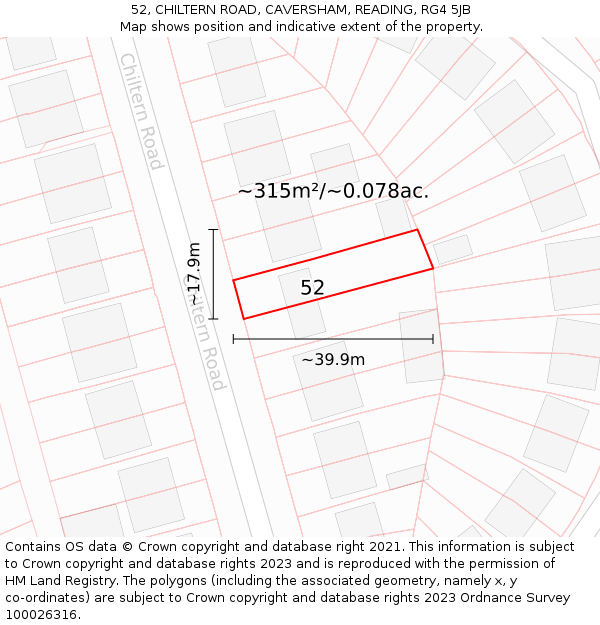 52, CHILTERN ROAD, CAVERSHAM, READING, RG4 5JB: Plot and title map
