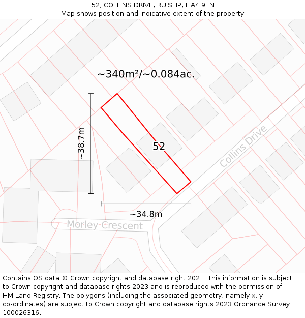 52, COLLINS DRIVE, RUISLIP, HA4 9EN: Plot and title map