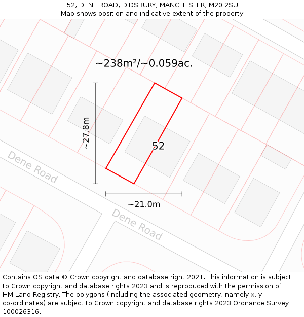 52, DENE ROAD, DIDSBURY, MANCHESTER, M20 2SU: Plot and title map