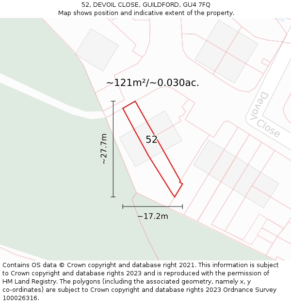 52, DEVOIL CLOSE, GUILDFORD, GU4 7FQ: Plot and title map