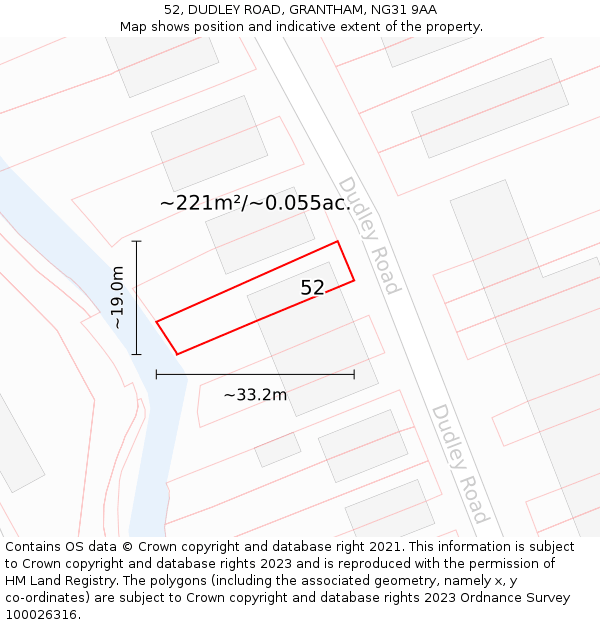 52, DUDLEY ROAD, GRANTHAM, NG31 9AA: Plot and title map