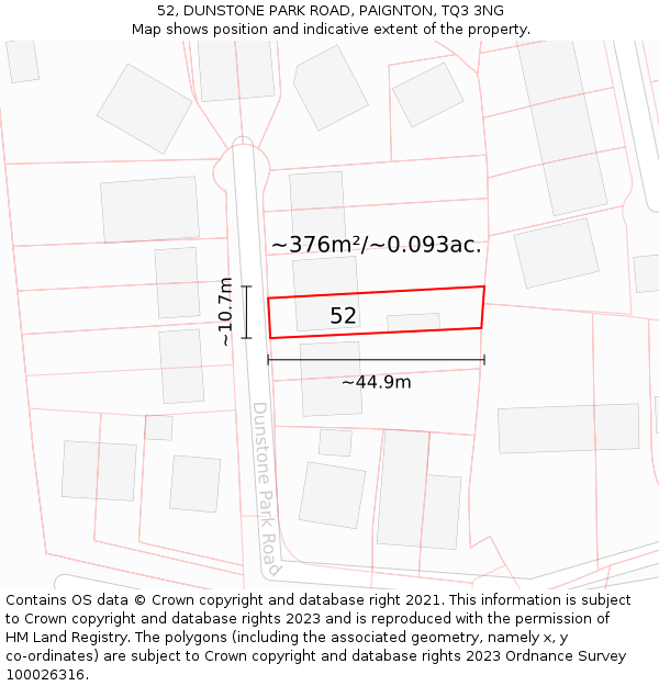 52, DUNSTONE PARK ROAD, PAIGNTON, TQ3 3NG: Plot and title map