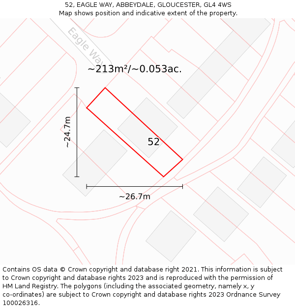 52, EAGLE WAY, ABBEYDALE, GLOUCESTER, GL4 4WS: Plot and title map
