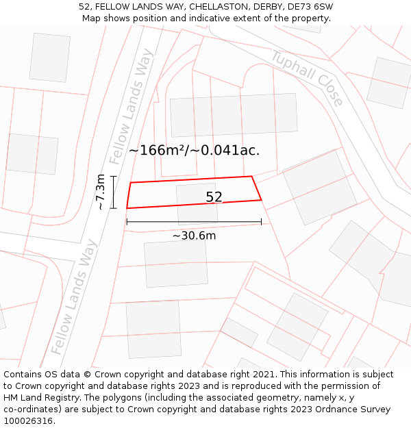 52, FELLOW LANDS WAY, CHELLASTON, DERBY, DE73 6SW: Plot and title map