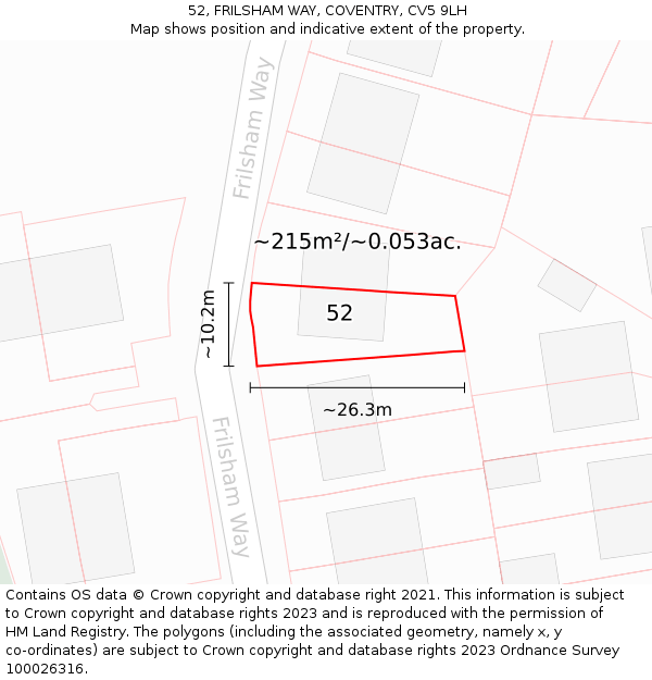 52, FRILSHAM WAY, COVENTRY, CV5 9LH: Plot and title map