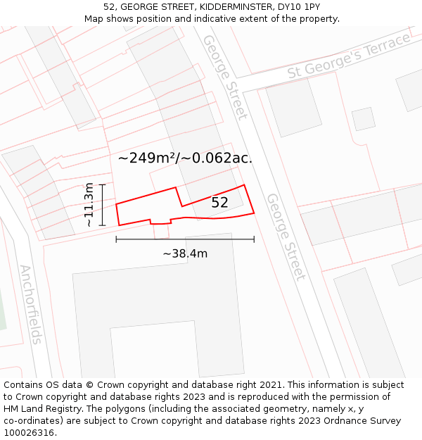52, GEORGE STREET, KIDDERMINSTER, DY10 1PY: Plot and title map