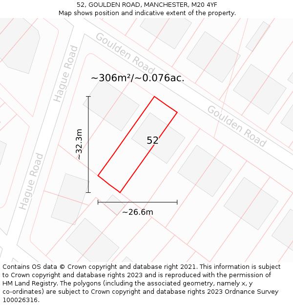 52, GOULDEN ROAD, MANCHESTER, M20 4YF: Plot and title map