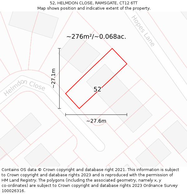 52, HELMDON CLOSE, RAMSGATE, CT12 6TT: Plot and title map