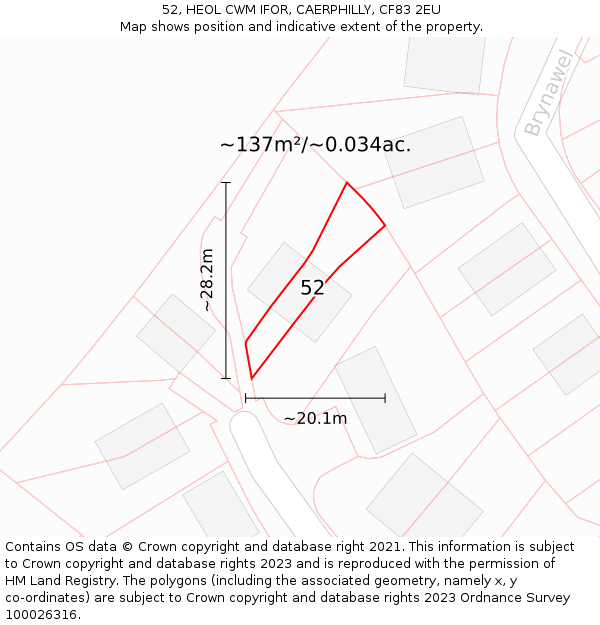 52, HEOL CWM IFOR, CAERPHILLY, CF83 2EU: Plot and title map
