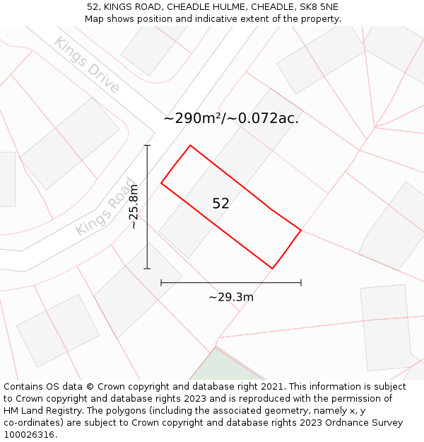 52, KINGS ROAD, CHEADLE HULME, CHEADLE, SK8 5NE: Plot and title map