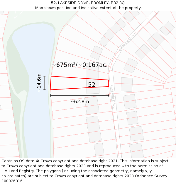 52, LAKESIDE DRIVE, BROMLEY, BR2 8QJ: Plot and title map