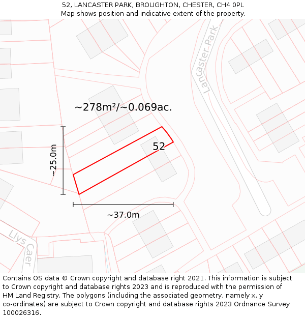 52, LANCASTER PARK, BROUGHTON, CHESTER, CH4 0PL: Plot and title map