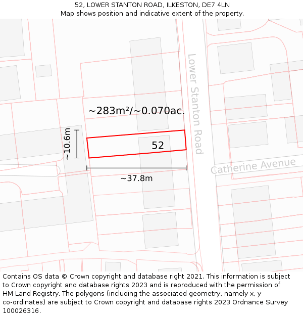 52, LOWER STANTON ROAD, ILKESTON, DE7 4LN: Plot and title map