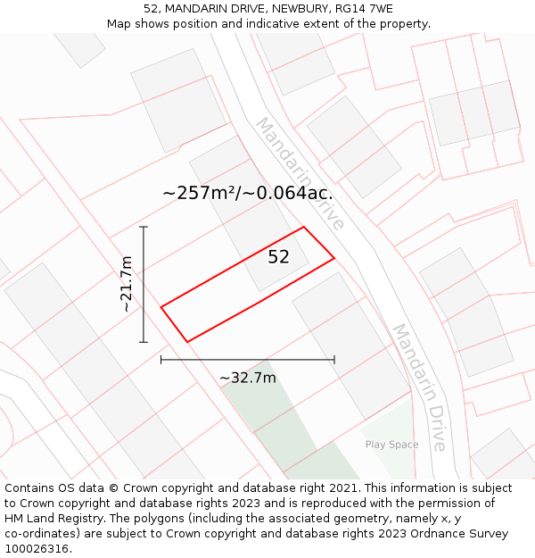52, MANDARIN DRIVE, NEWBURY, RG14 7WE: Plot and title map