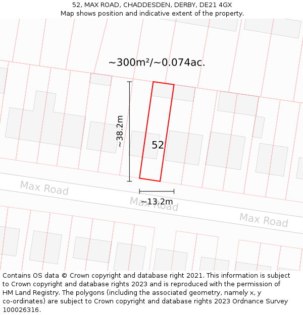 52, MAX ROAD, CHADDESDEN, DERBY, DE21 4GX: Plot and title map