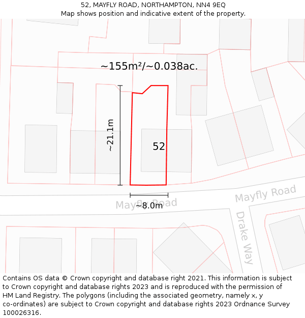 52, MAYFLY ROAD, NORTHAMPTON, NN4 9EQ: Plot and title map