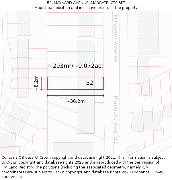 52, MAYNARD AVENUE, MARGATE, CT9 5PT: Plot and title map