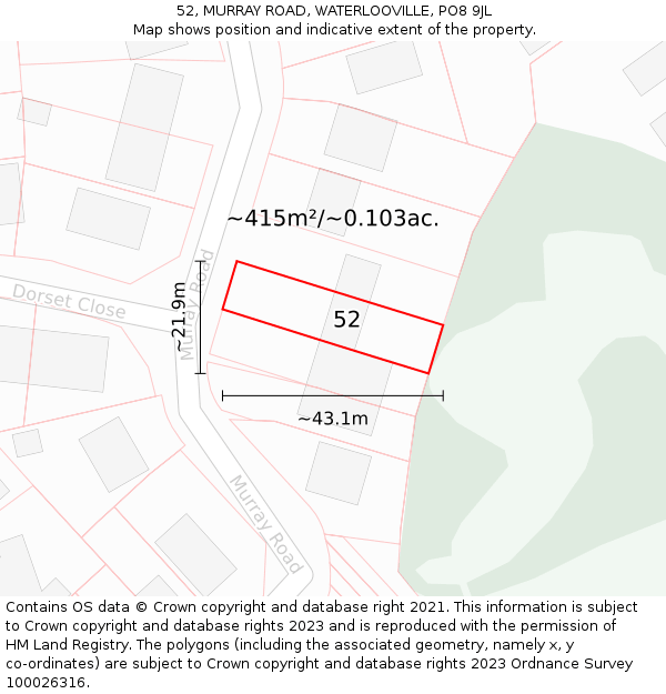 52, MURRAY ROAD, WATERLOOVILLE, PO8 9JL: Plot and title map